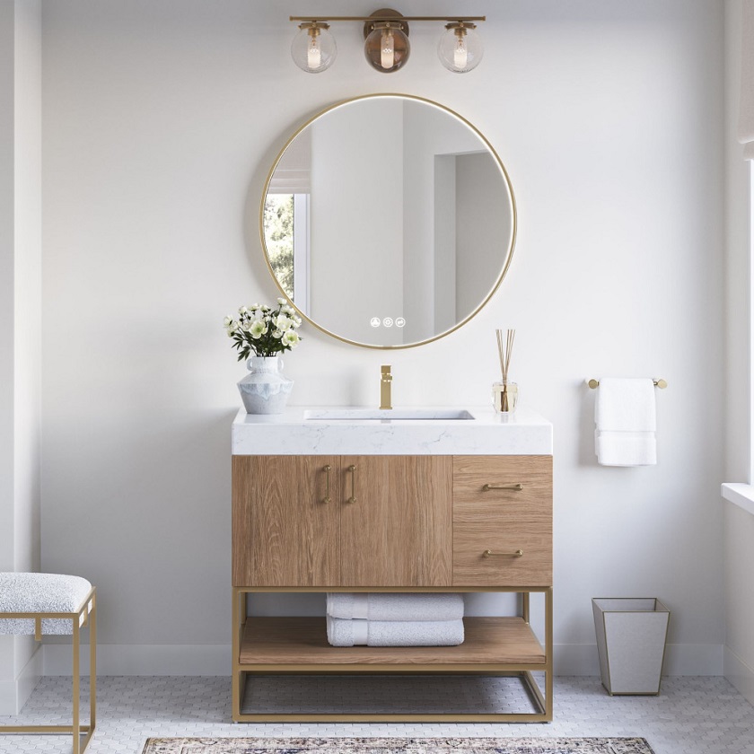 Small wooden bathroom vanity
