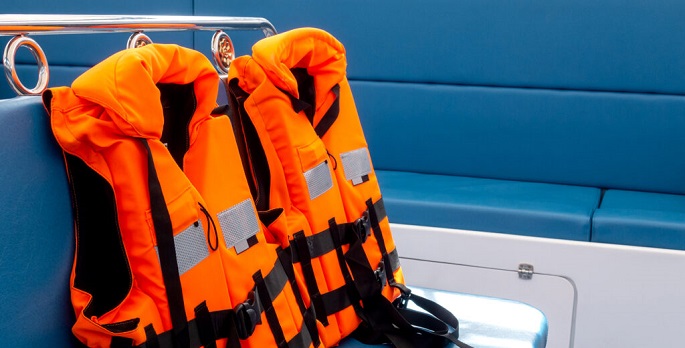 two vests in the boat as safety equipment